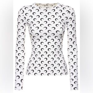 MARINE SERRE All over moon print second skin top in white